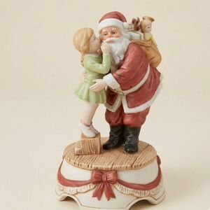 Vintage 1983 Enesco Musical Figurine Santa is Coming to Town Ceramic Christmas